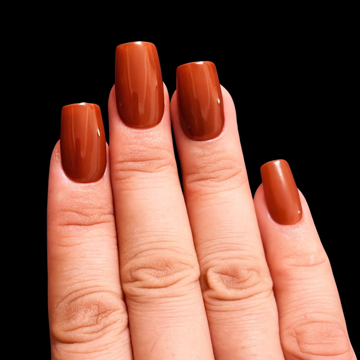Burnt Orange Glossy Jelly Fall Nail Set