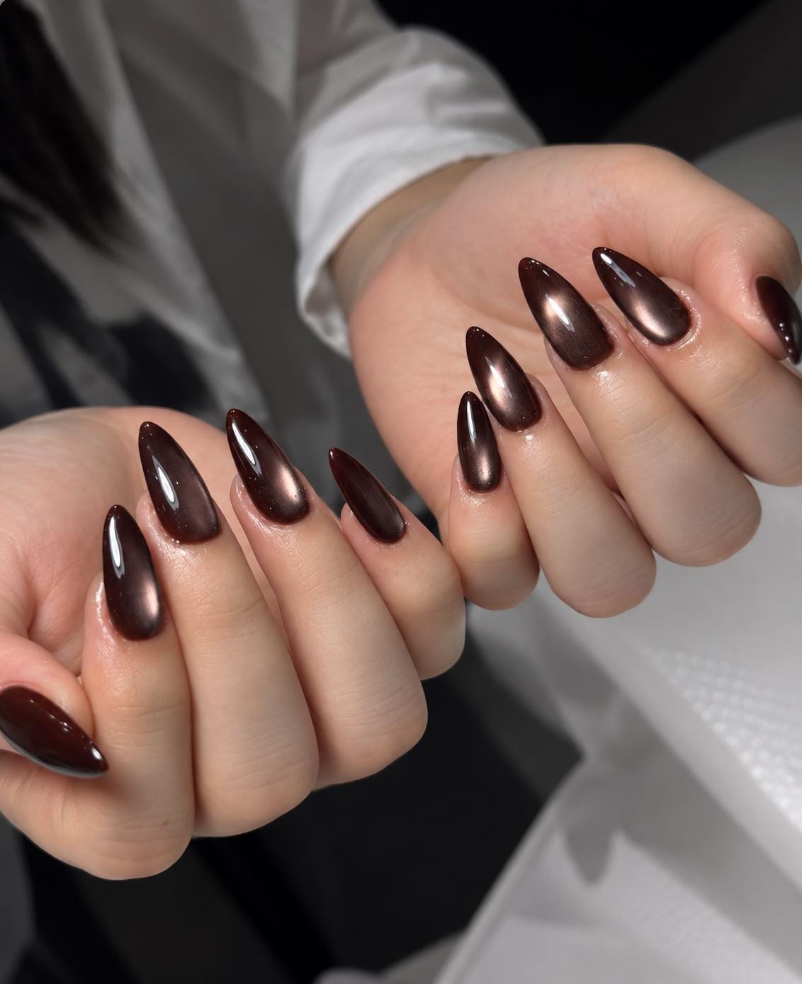 Chocolate Brown Cat Eye Press On Nails