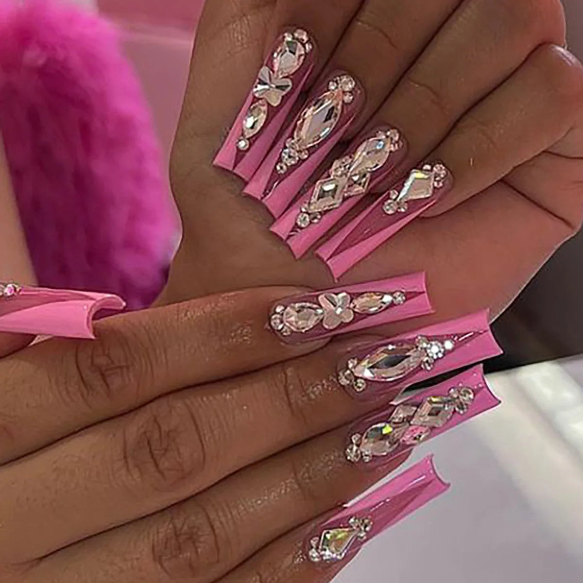 Colorful 3D Rhinestone Nail Art Press-On Set