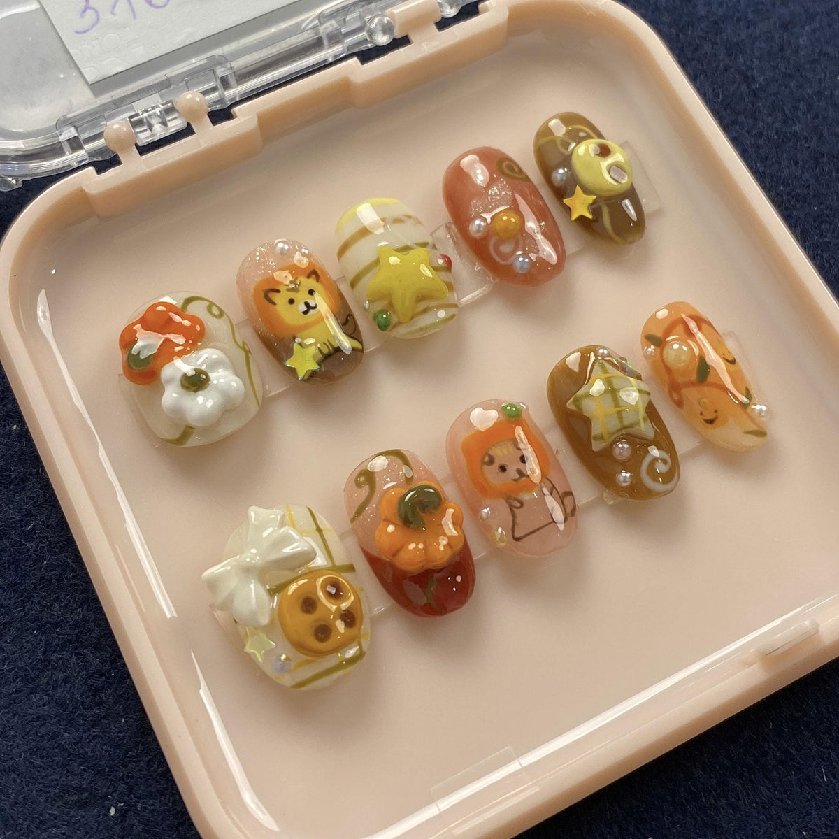 Cute Autumn Puppy, Pumpkin, Bow & 3D Nail Set