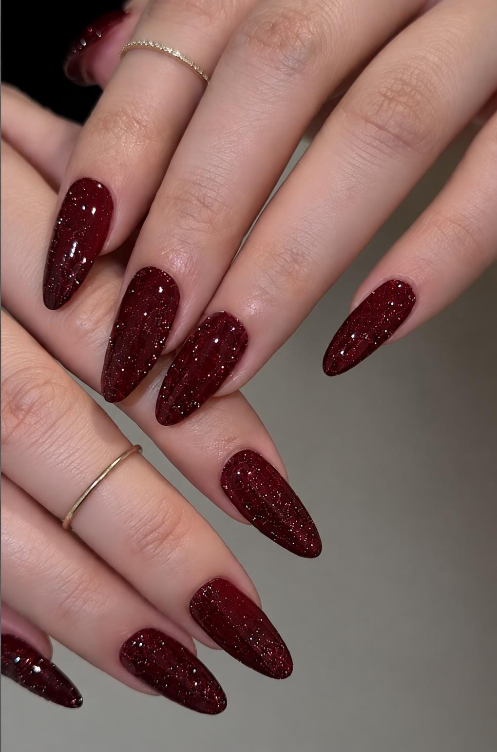 Deep Burgundy Glitter Press-On Nails