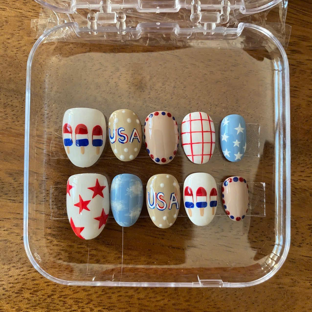 Fourth of July Red, White & Blue Usa Star Press-On Nail Set