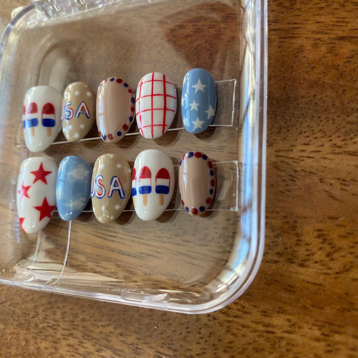 Fourth of July Red, White & Blue Usa Star Press-On Nail Set