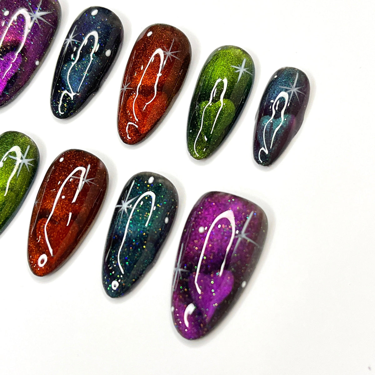 Glittering Galaxy Press On Nails With Starburst Accents