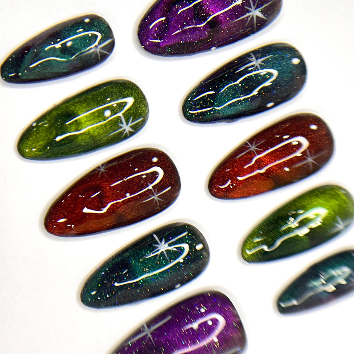 Glittering Galaxy Press On Nails With Starburst Accents