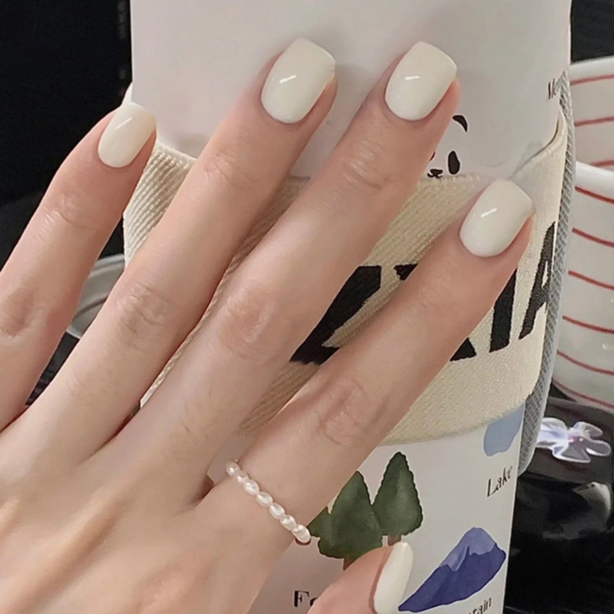 Glossy Milky White Press On Nails