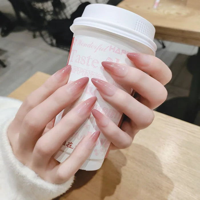 Glossy Pale Pink Ombre Press-On Nail Set