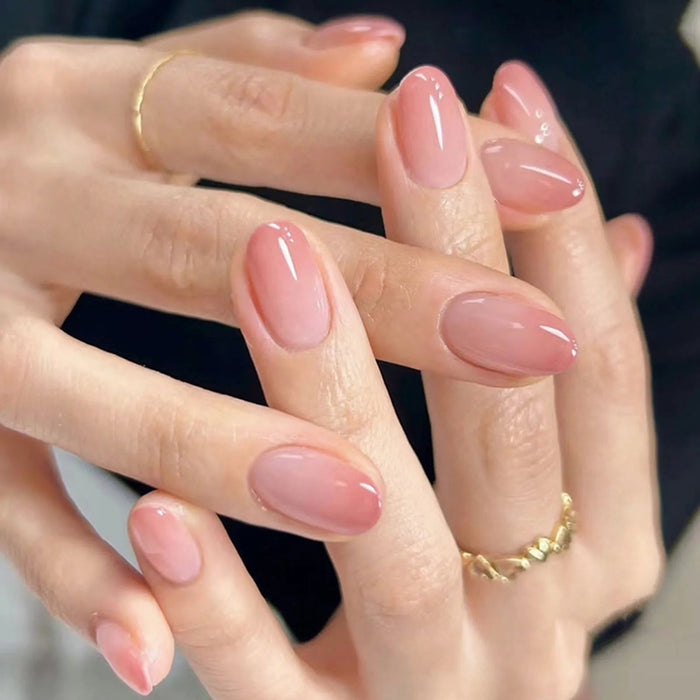 Glossy Peach-Pink Gradient Press-On Nails