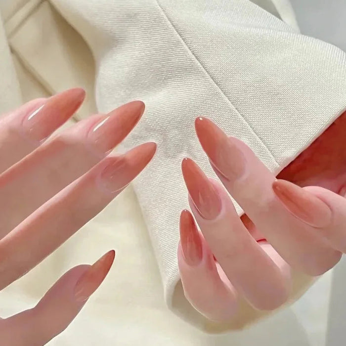Glossy Sheer Peach-Pink Gradient Press-On Nails