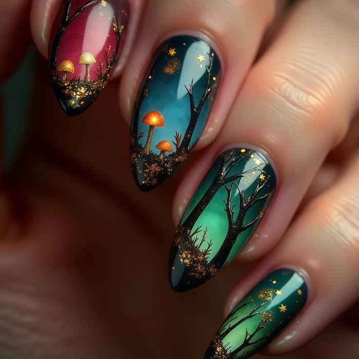 Glowing Mushroom Night Forest Press On Nails