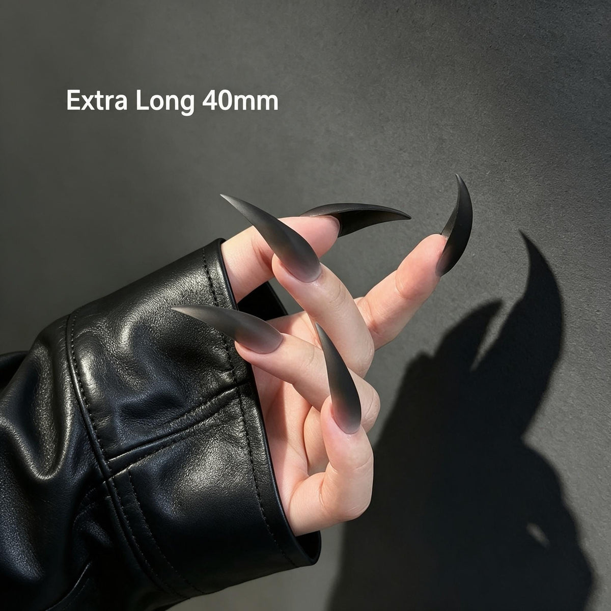 Gothic Dark Fantasy Smoky Black Ombre Stiletto Press-On Nails