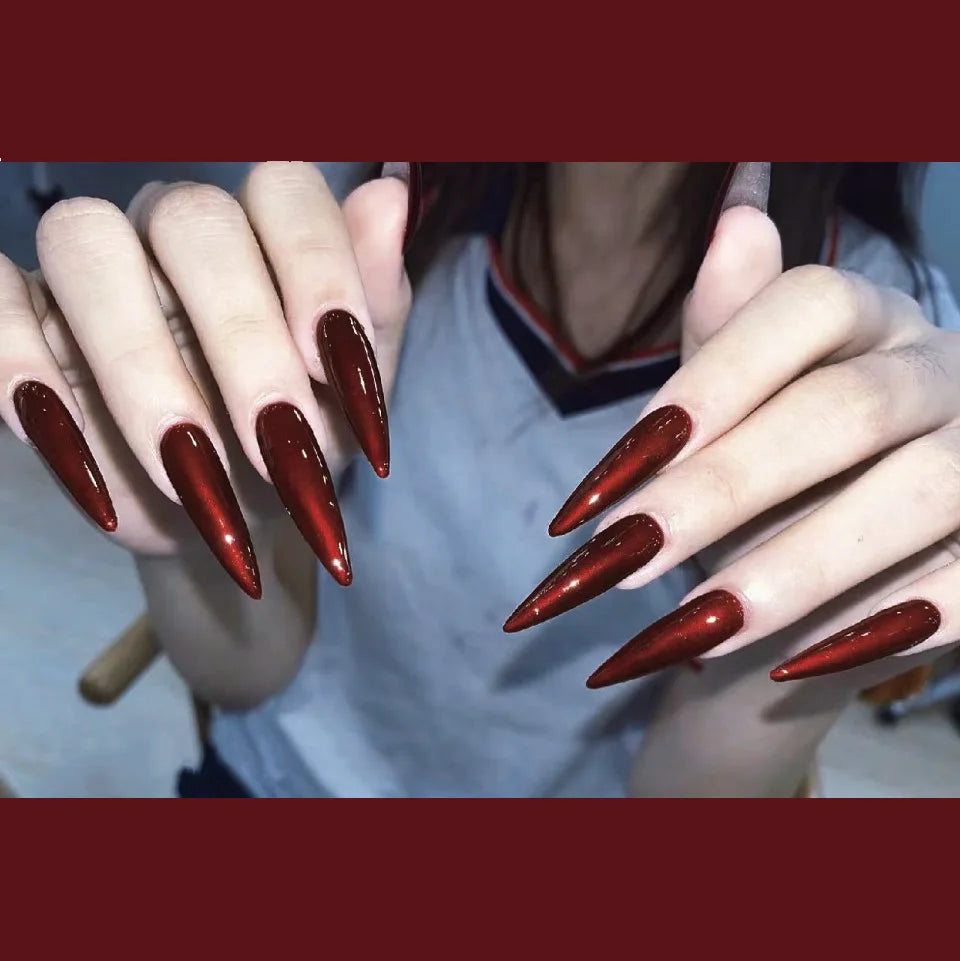 Gothic Deep Red Press-On Nail Set