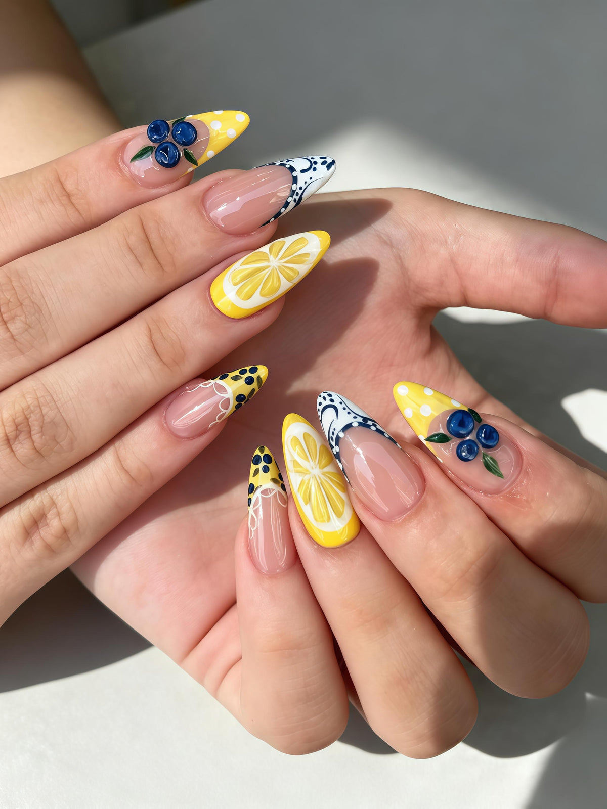 Lemon and Blueberry Summer Fruit Nail Set