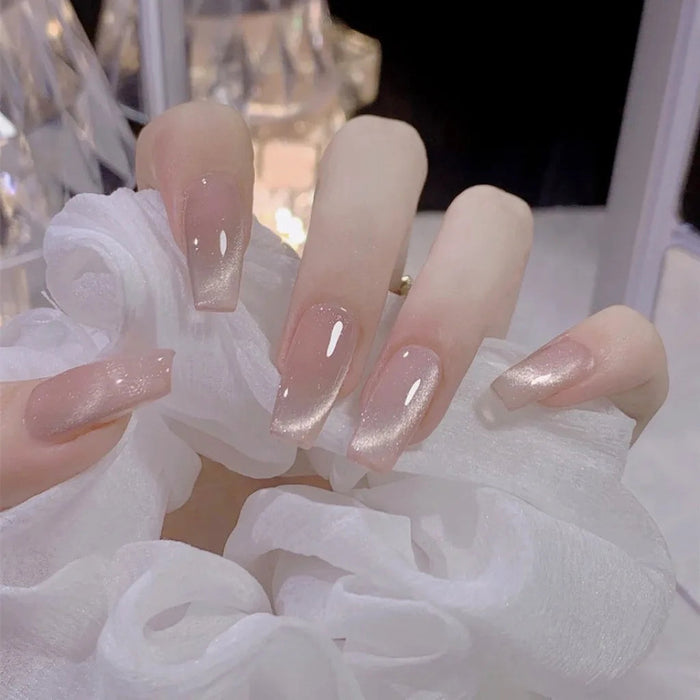 Milky Pink-Nude Cat Eye Press On Nails