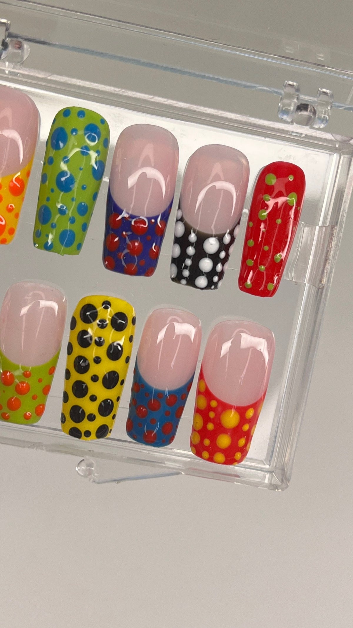 Multicolor Polka Dot French Tip Press-On Nails