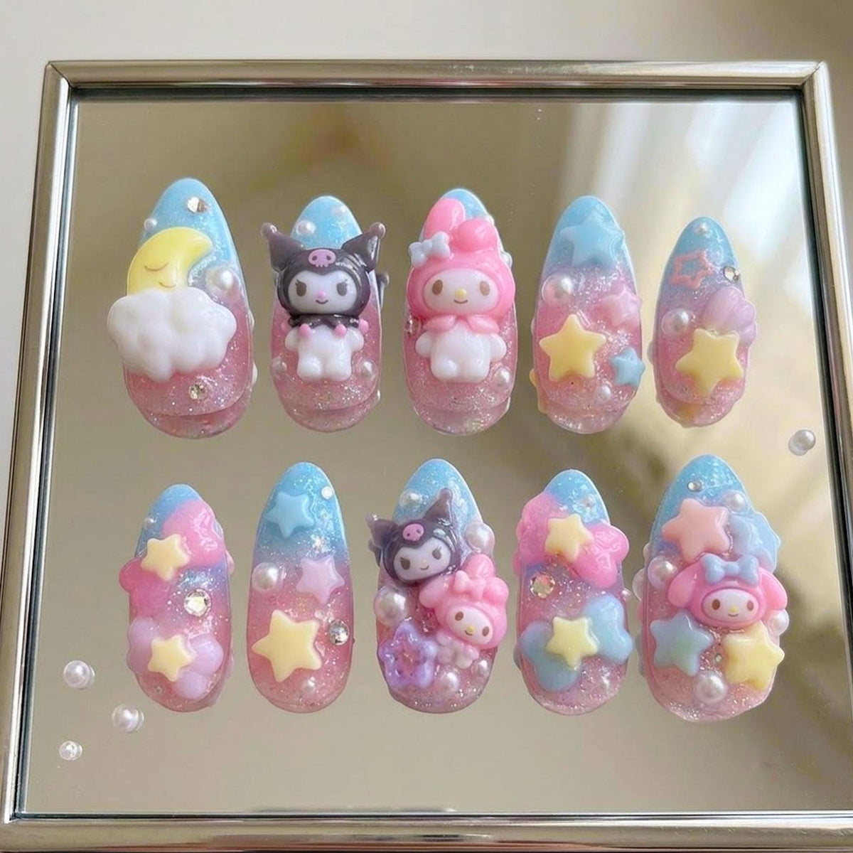 Pastel Cloud 3D Character Star Nail Set