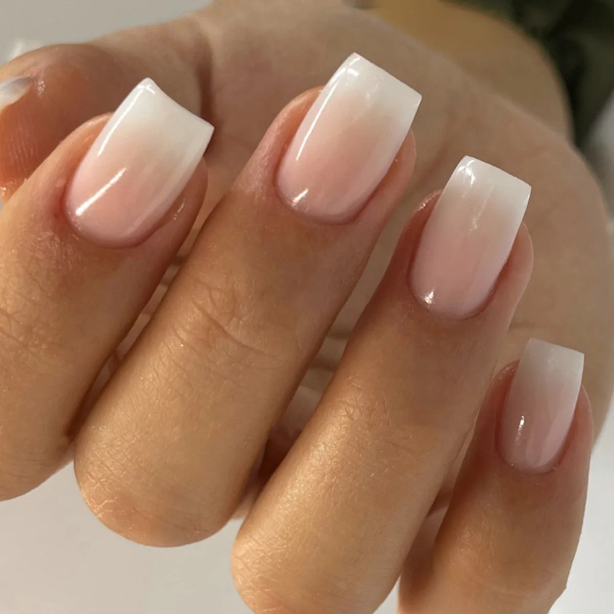 Peach Nude and White French Tip Press On Nail Set