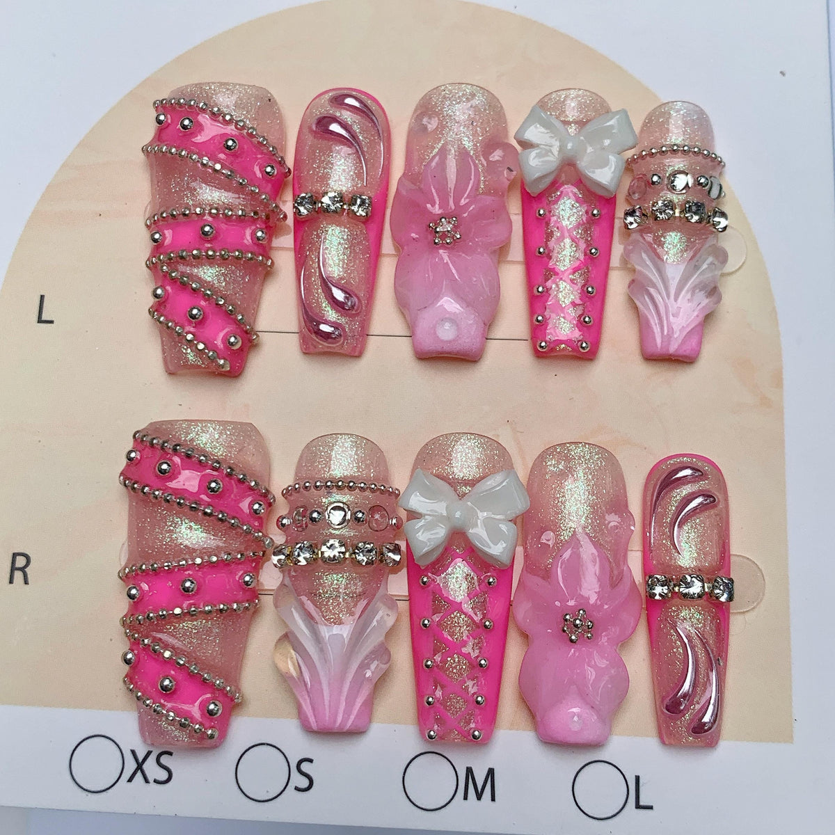 Pink Coquette Y2K Mermaid Chrome Nails with 3D Bows, Shell Details and Rhinestones