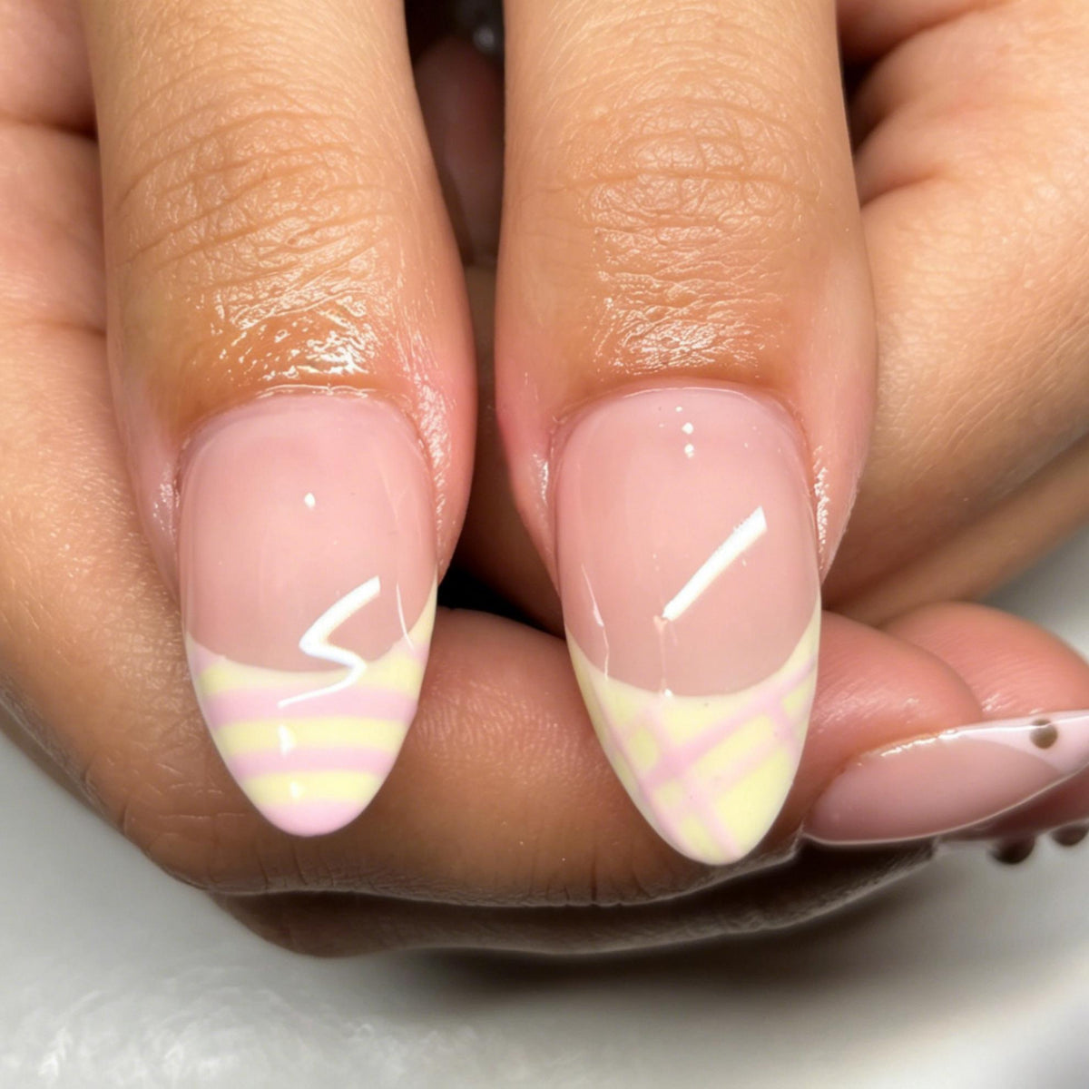 Pink Monkey Nail Set With Brown Polka-Dot Tips and 3D Details