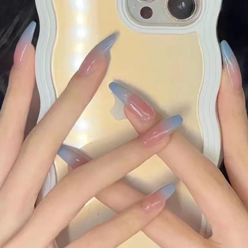 Pink to Pale Blue Ombre Press On Nails