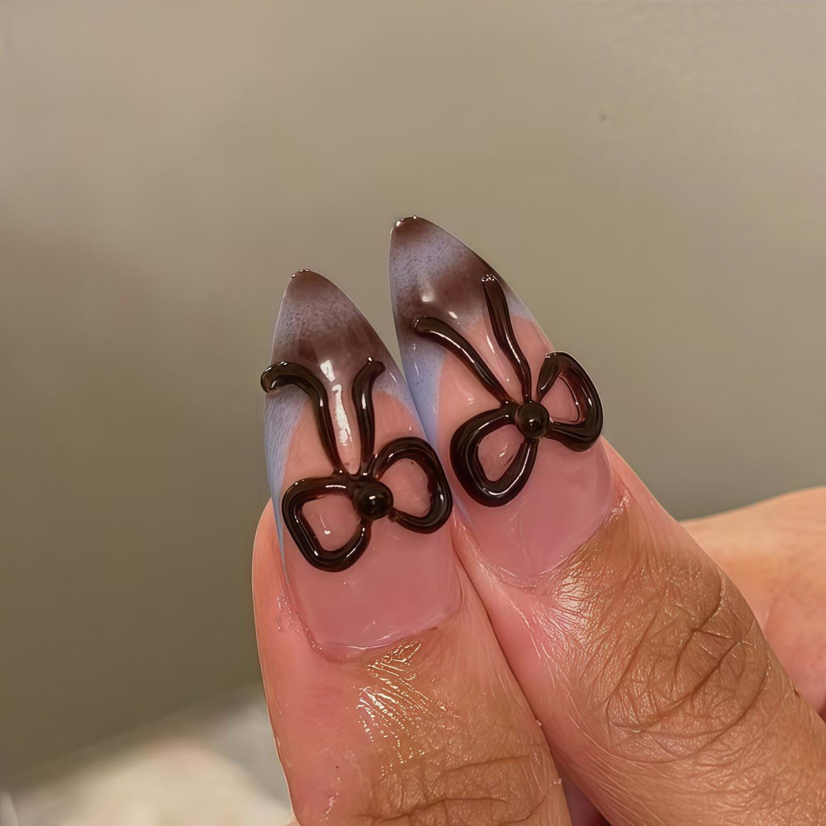 Polka Dot and Plaid Press On Nails with 3D Flowers, Bows, and Rhinestones