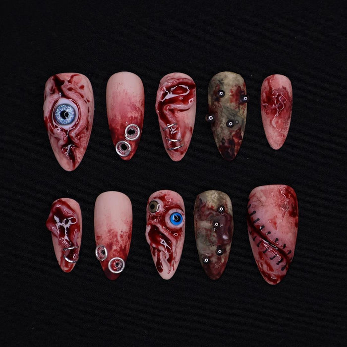 3D Bloody Eyeball Halloween Press On Nails