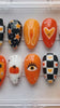 Halloween Checkerboard Ghost, Pumpkin, and Lightning Bolt Press-On Nails