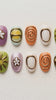 Retro Y2K Floral and Abstract Nail Set in Lavender, Lime, Orange, and Pastel Colors