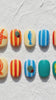 Coastal Fish and Starfish Nail Set With Bright Stripes