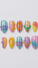 Colorful Y2K Summer Jelly Stripe Press On Nails With Raised Wavy Details