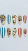 Summer Garden Fruit Press On Nails with Blue Berries, Cherries and Stripes