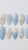 Pearly Blue Jellyfish and Shell Press-On Nails for Summer Vacation