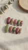 Burgundy, Rose & Sage Botanical Nails With Gold Scrollwork