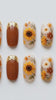 Autumn Sunflower and Wildflower Nails with Gold Foil