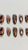 Halloween Tortoiseshell Cat Eye Press-On Nails With Bats, Ghosts and Spiderwebs