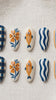 Mediterranean Fish and Floral Press On Nails in Blue, Orange, and Cream
