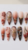 Fall Tortoiseshell Cherry and 3D Floral Press On Nails