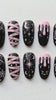 Pink and Black Halloween Nail Set With Spiders, Mummies, Moons and Ghosts