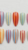 Multicolor Pastel Candy Stripe Nail Set