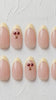 Nude Pink and Buttery Yellow French Tip Nails with 3D Cherries for Summer