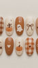 Cute Halloween Press-On Nails With Pumpkins, Ghost, Plaid, and Bows
