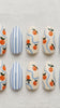 Orange Fruit and Blue Stripe Summer Press On Nails with Wavy Accents