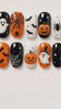 Halloween Press On Nails with Ghosts, Bats, Pumpkins and Spiderwebs
