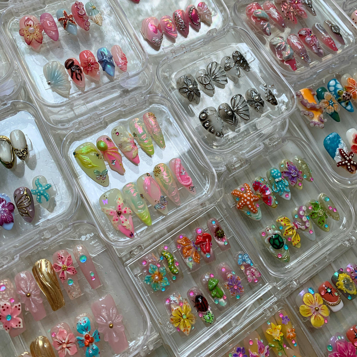 Random 3D Flower Press-On Nail Set