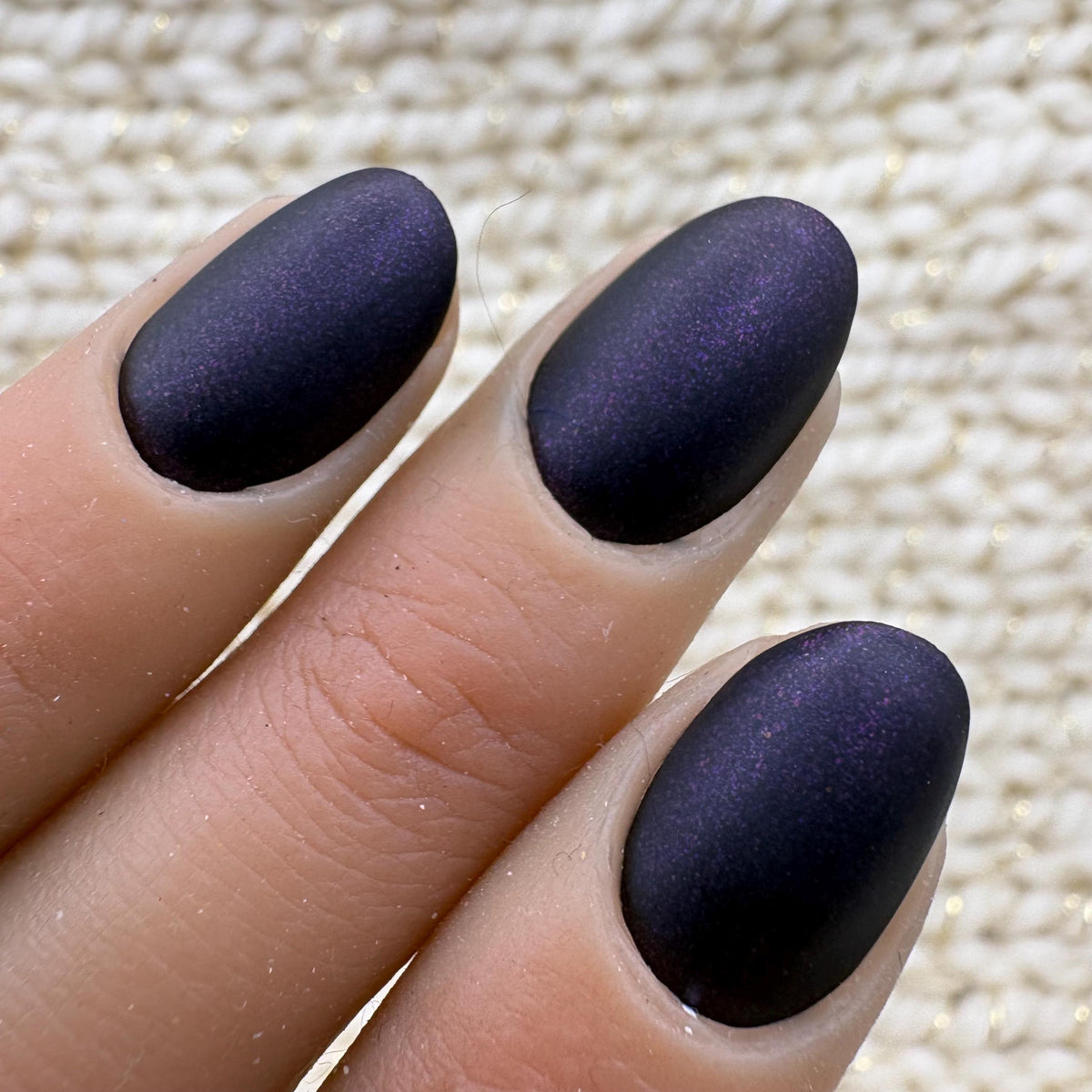 Raven Dark Purple Matte Shimmer Press-On Nails