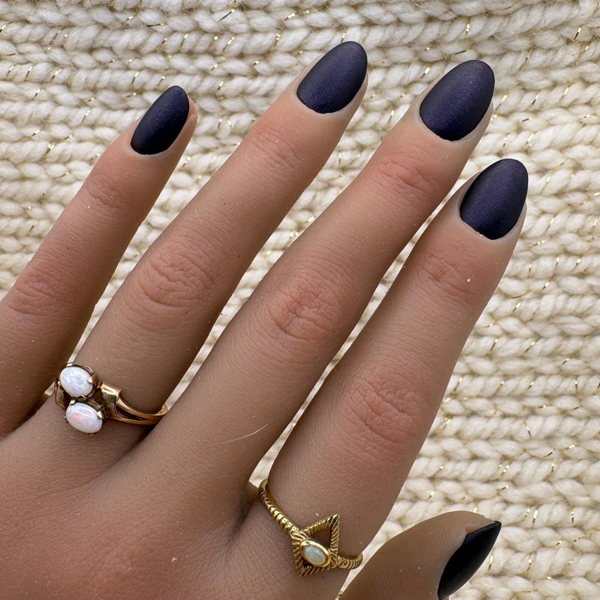 Raven Dark Purple Matte Shimmer Press-On Nails