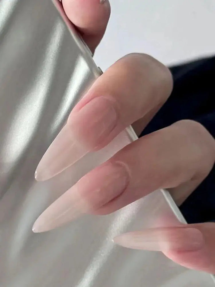 Sheer Blush Pink Ombre Press-On Nails with Milky Translucent Tips