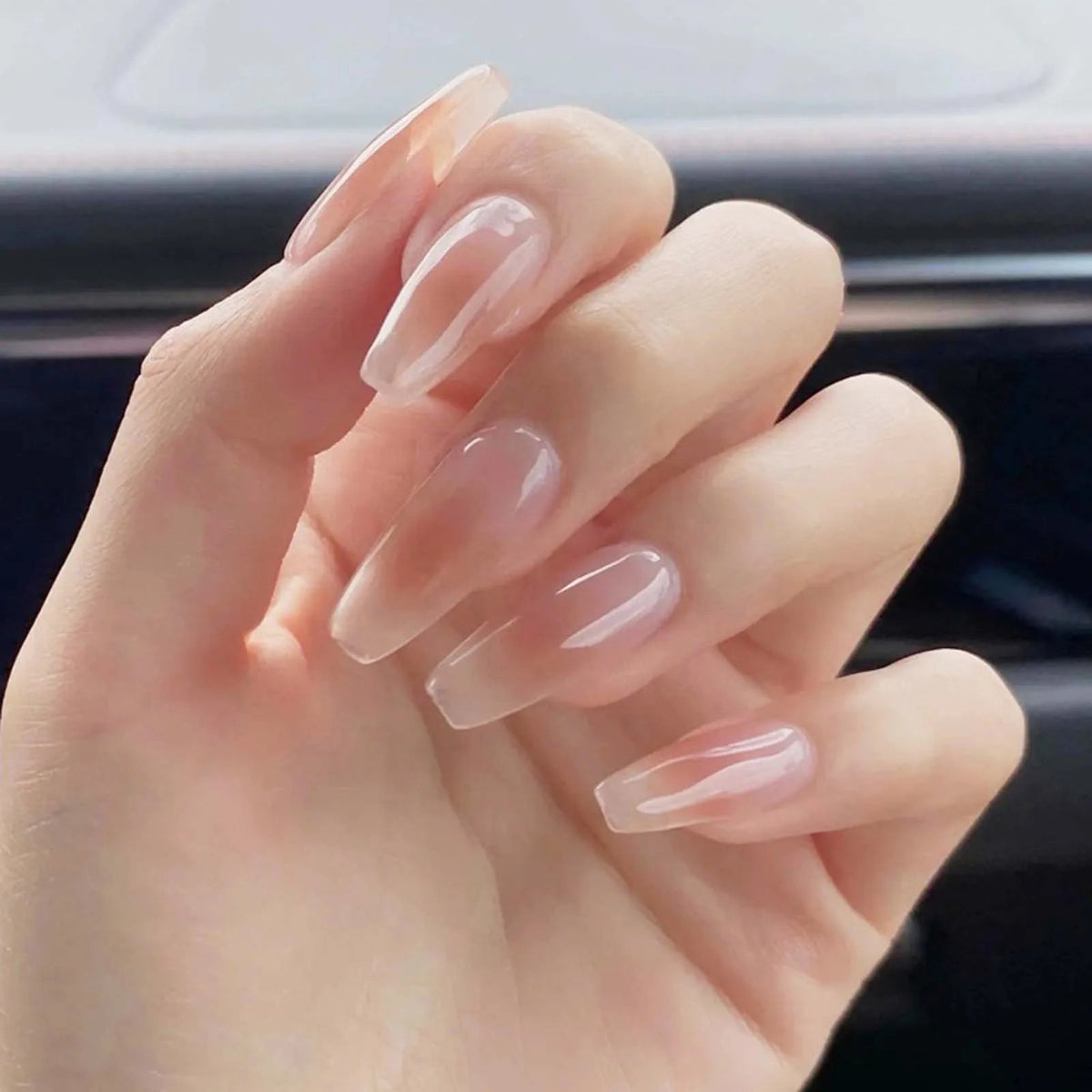 Sheer Milky Pink Glossy Press On Nail Set
