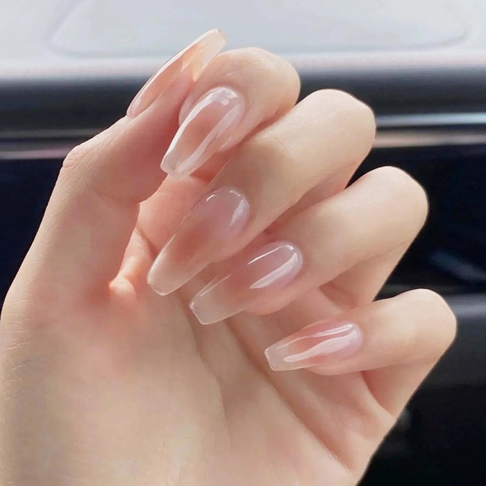 Sheer Milky Pink Glossy Press On Nail Set