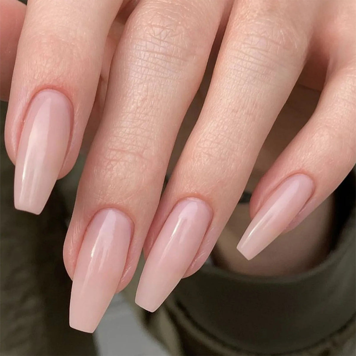 Sheer Nude Pink Glossy Press On Nails